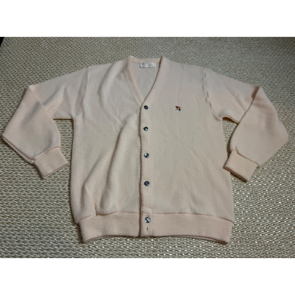 Vintage Arnold Palmer Cardigan Sweater Umbrella Logo golf preppy old money